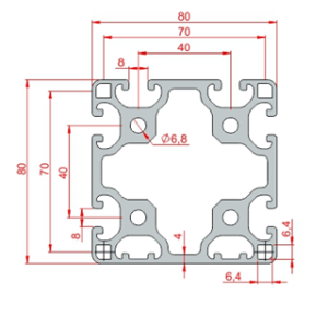 80x80 Özel Seri Tek Yüzey Kapalı Sigma Profil