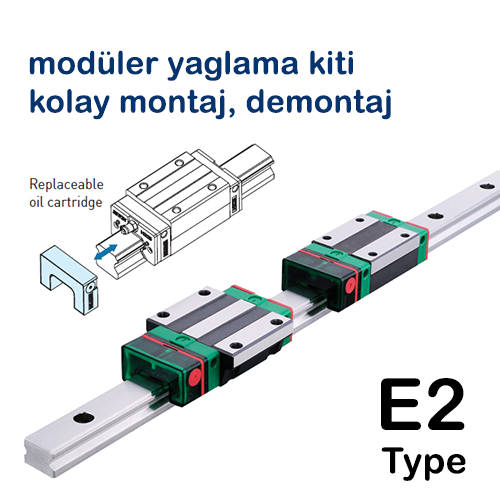 Hiwin E2 Type Lineer Kızak Ray Araba